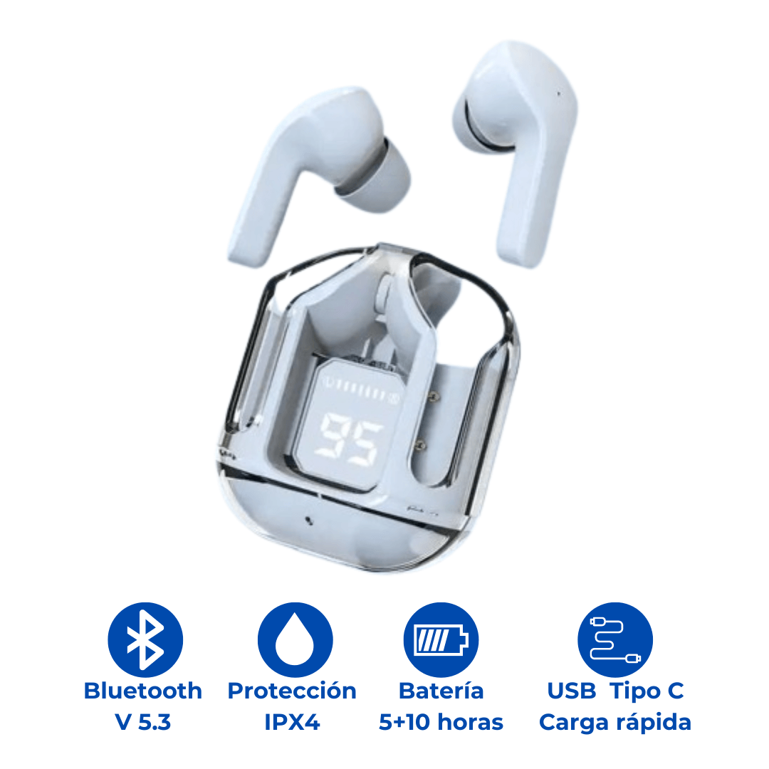Audífonos Bluetooth Reducción de Ruido HiFi LED Air31 - Blanco