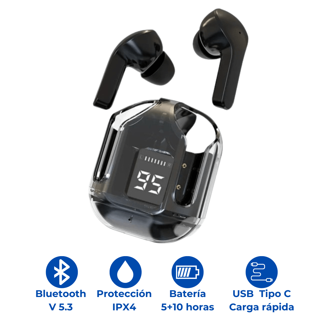 Audífonos Bluetooth Reducción de Ruido HiFi LED Air31 - Negro