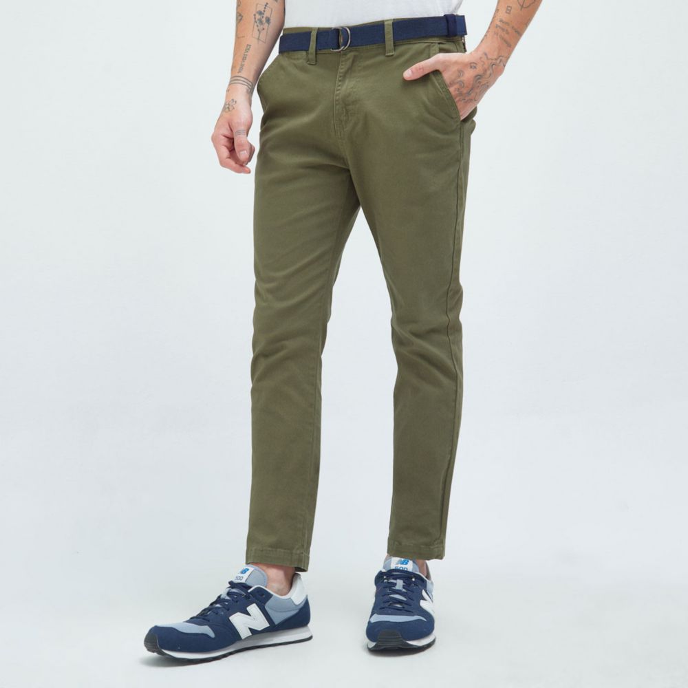 Pantalon AMC Correa Chino Verde Hombre