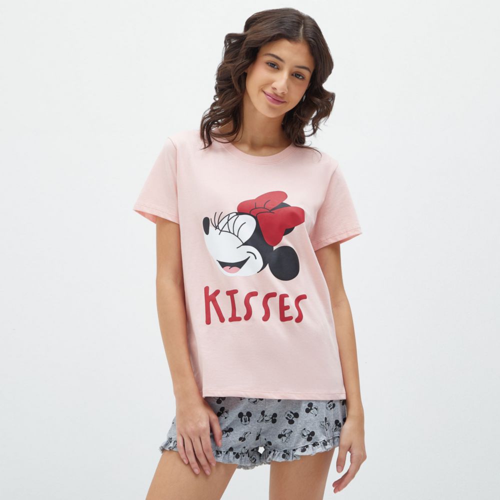 Pijama San Valentin Mujer Disney Algodón  Manga Corta + Short Algodón