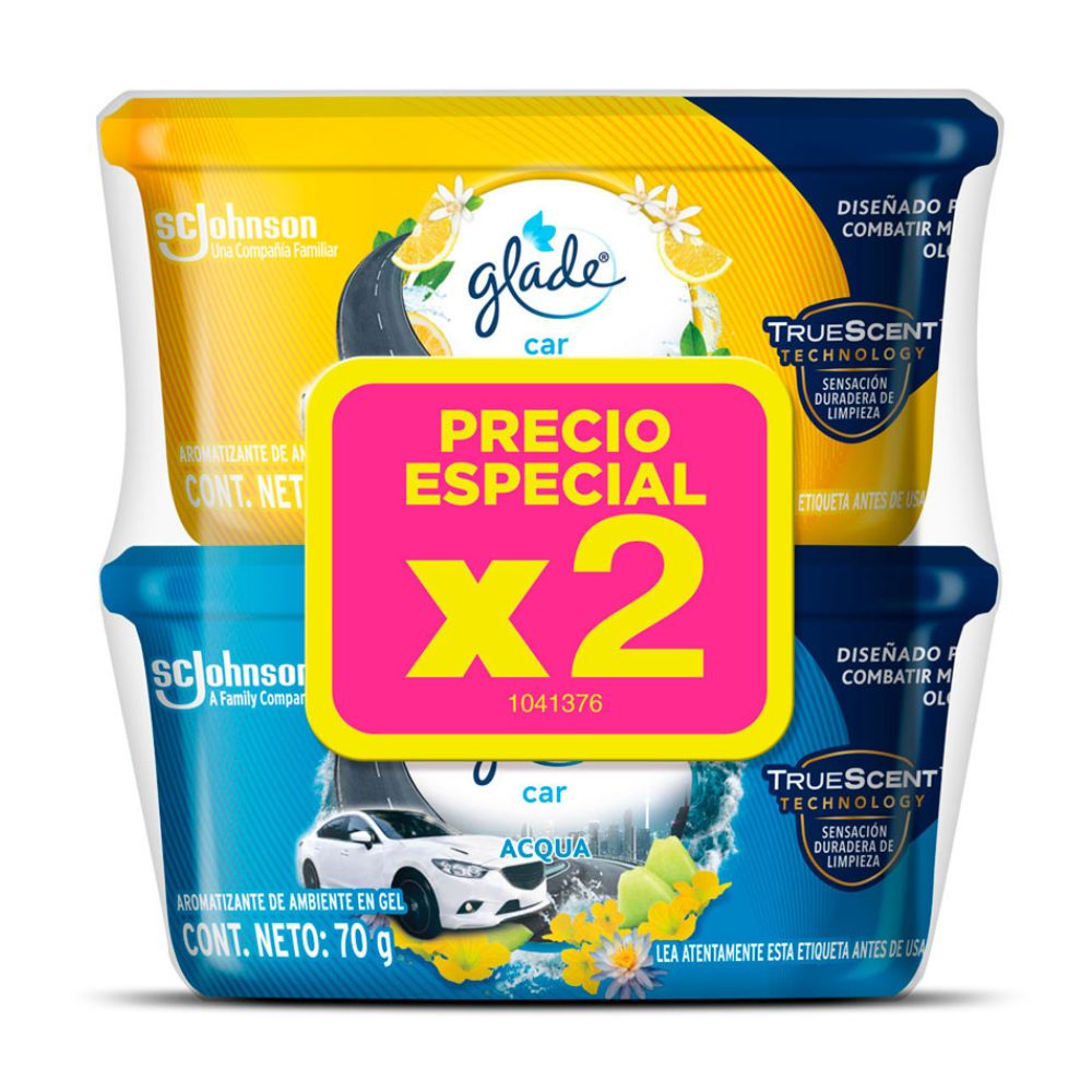 Ambientador Gel Car Pack x2 140g Glade