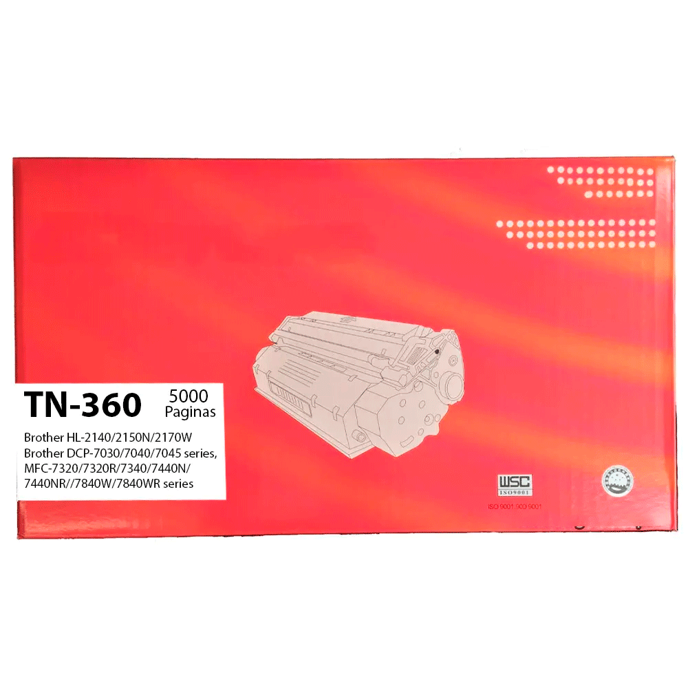 Toner Genérico TN 360 Negro Compatible con Brother Para HL 2140/2170