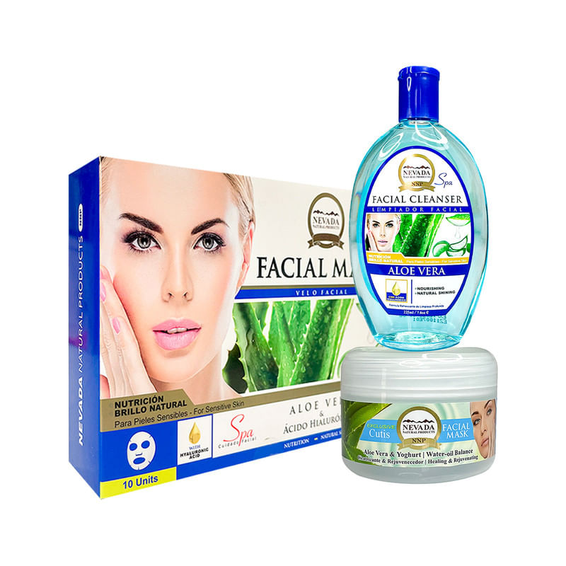 Crema Facial + Limpiador + Mascarilla Facia Aloe Vera - NNP