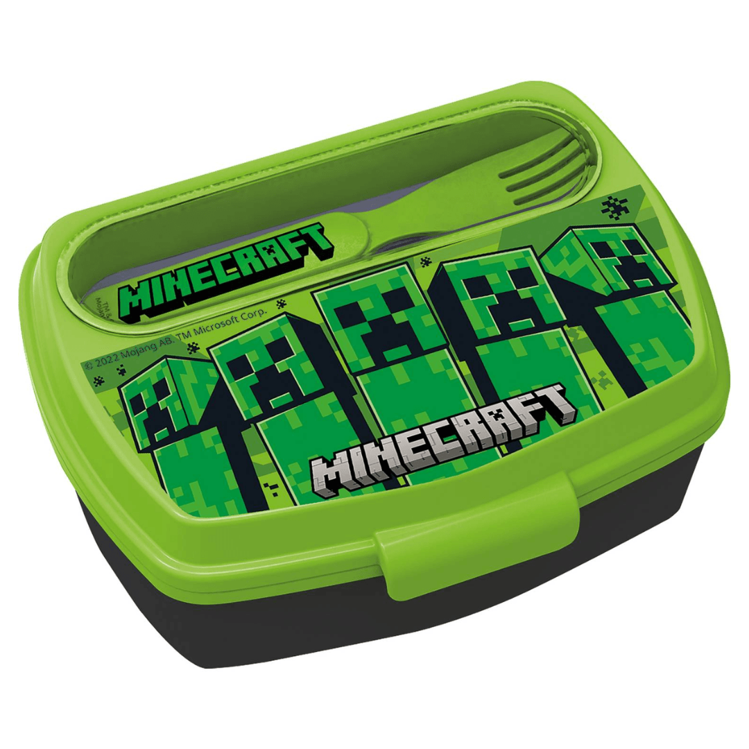 Sadwichera rectangular con cubiertos Minecraft