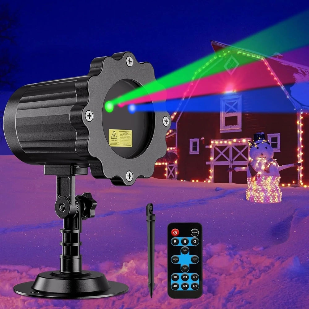 Proyector de Luces de Navidad Láser Más Brillantes Para Exteriores Rgb 3 Colores
