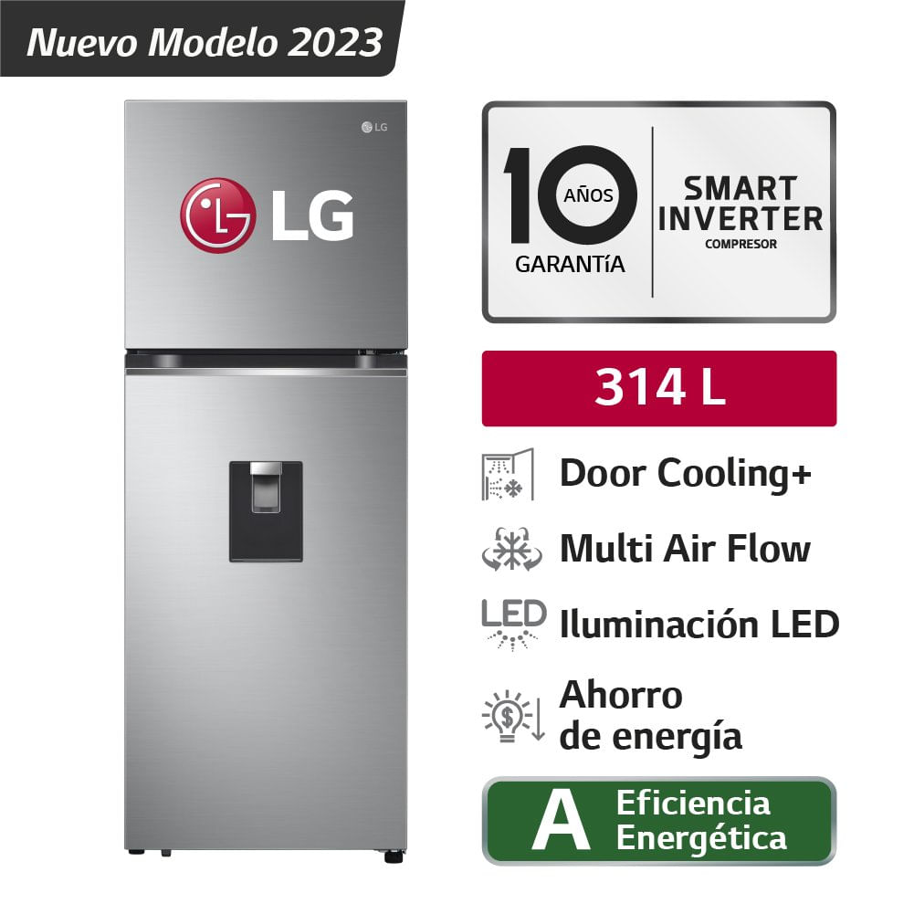 Refrigeradora Lg 314L Gt31Wpp Top Freezer Door Cooling Plateada