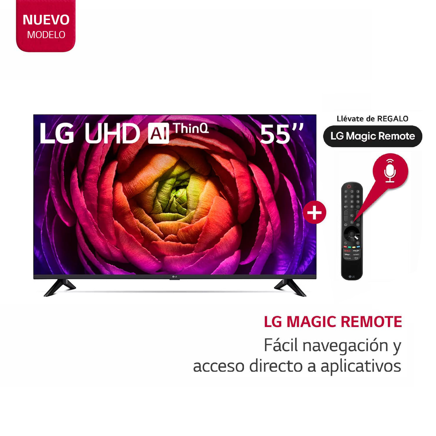 Televisor LG 55" LED Smart TV UHD 4K con ThinQ AI 55UR7300PSA + Magic Remote