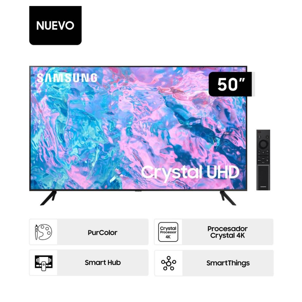 Televisor Samsung 50" Crystal Smart TV UHD 4K UN50CU7000GXPE