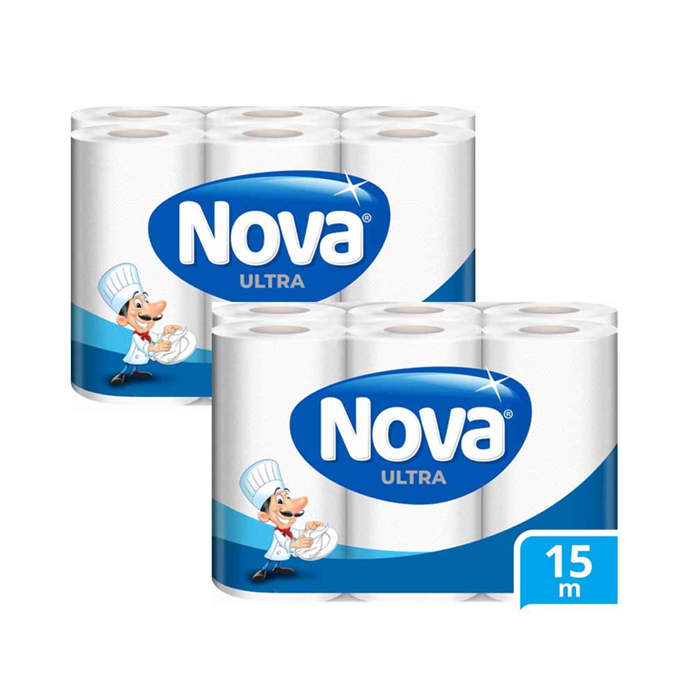 Pack Papel Toalla NOVA Ultra Absorbente Paquete 6un x 2un