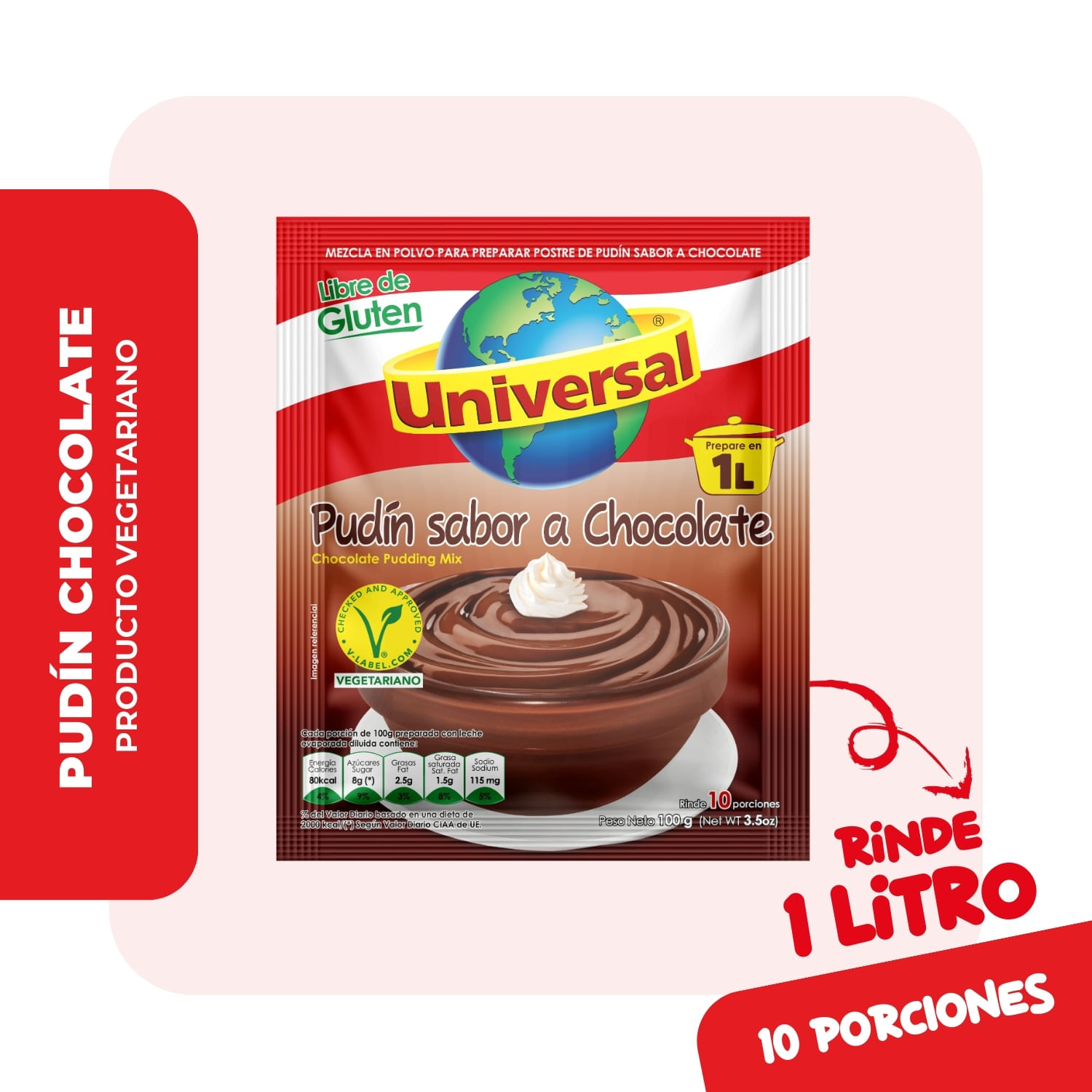 Pudín UNIVERSAL Sabor a Chocolate Bolsa 100g