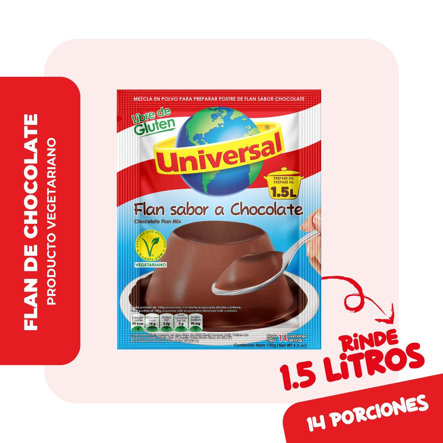 Flan UNIVERSAL Sabor a Chocolate Bolsa 150g