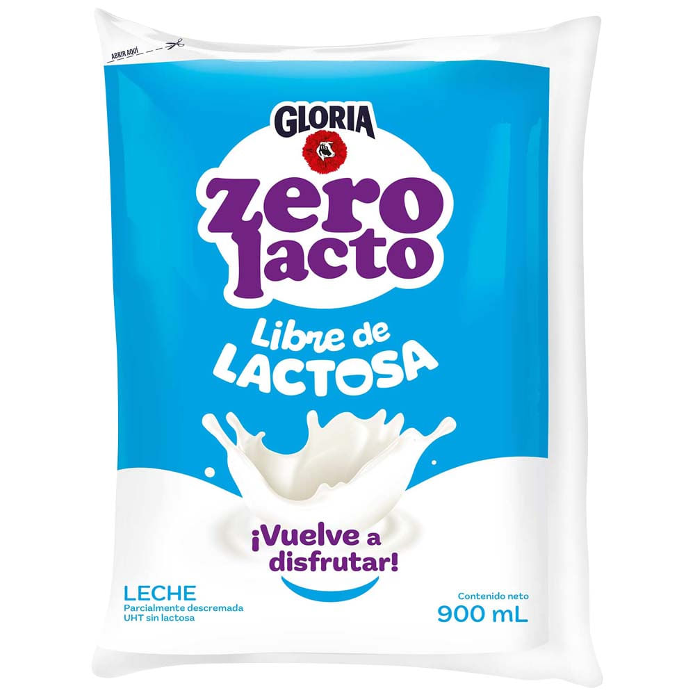 Leche UHT sin Lactosa GLORIA Zero Bolsa 900ml