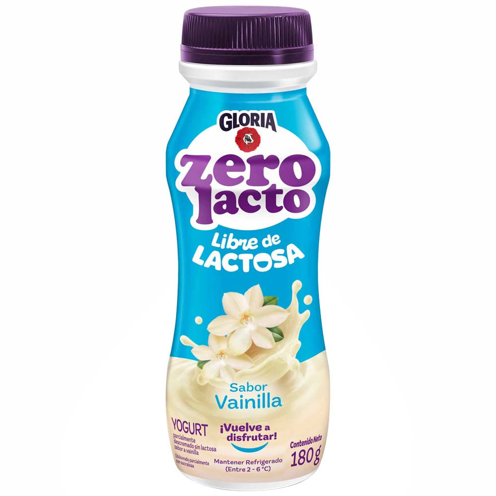 Yogurt Zero Lacto GLORIA Sabor a Vainilla Botella 180g