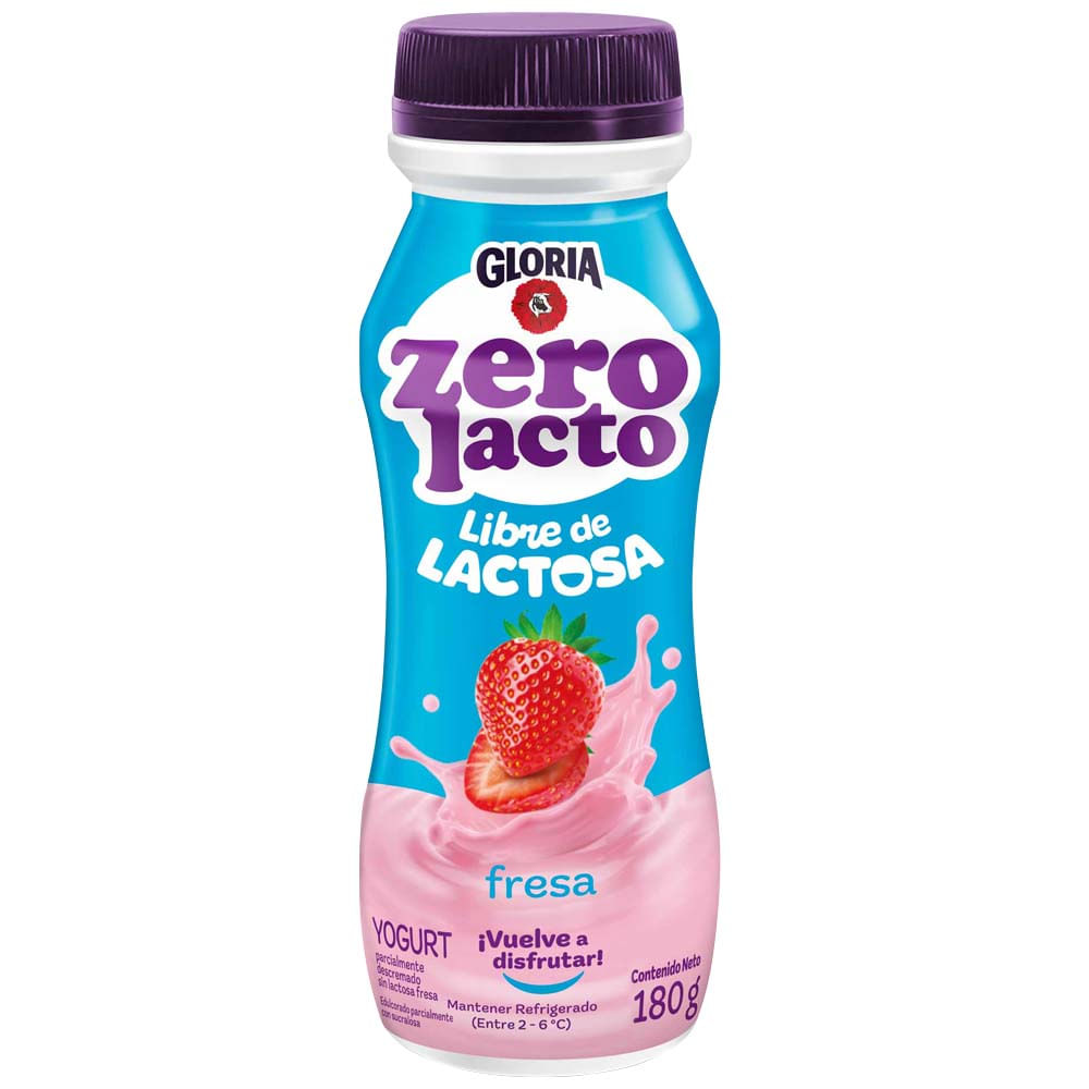 Yogurt Zero Lacto GLORIA Sabor a Fresa Botella 180g
