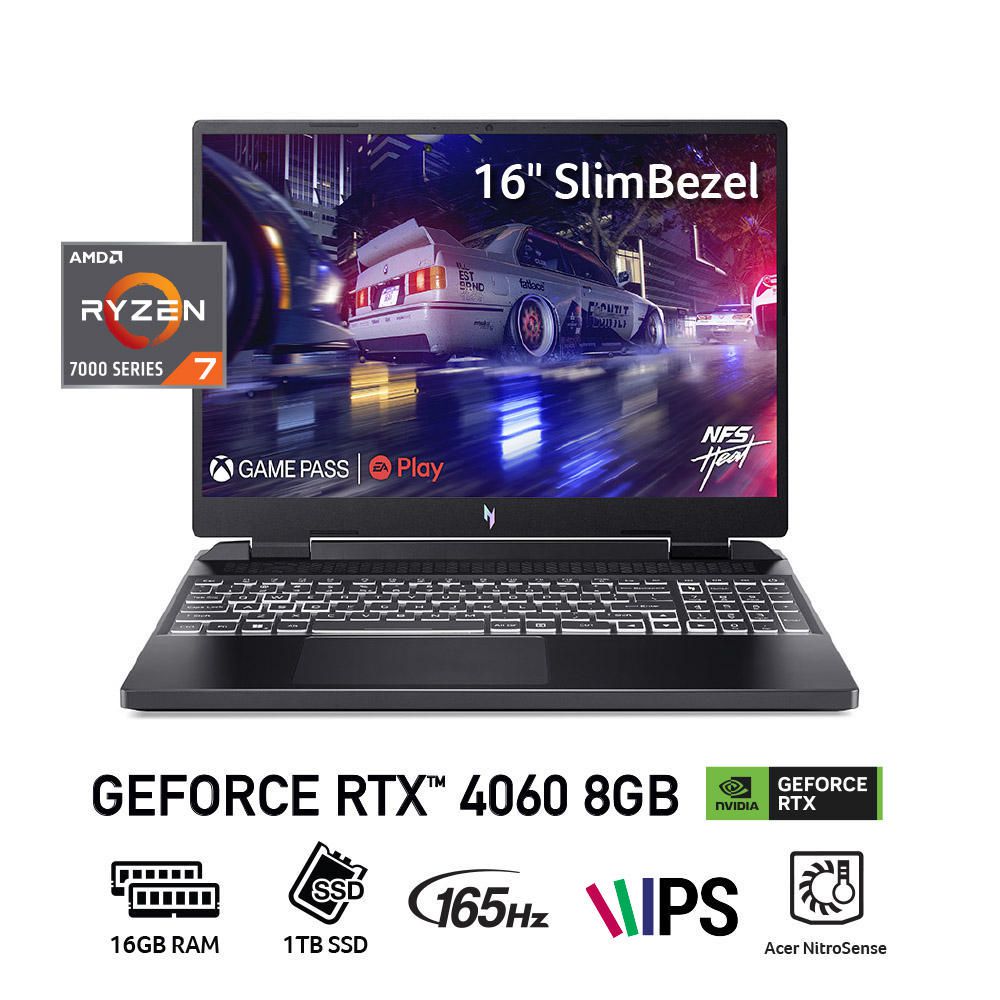 Laptop Gamer Acer AN16-41 Ryzen 7-7840HS 16GB RAM 1024GB SSD 16"