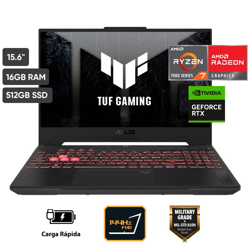 Laptop Gamer ASUS FA507NU-LP031W 15.6" AMD Ryzen 7 (7000 series) 16GB 512GB SSD