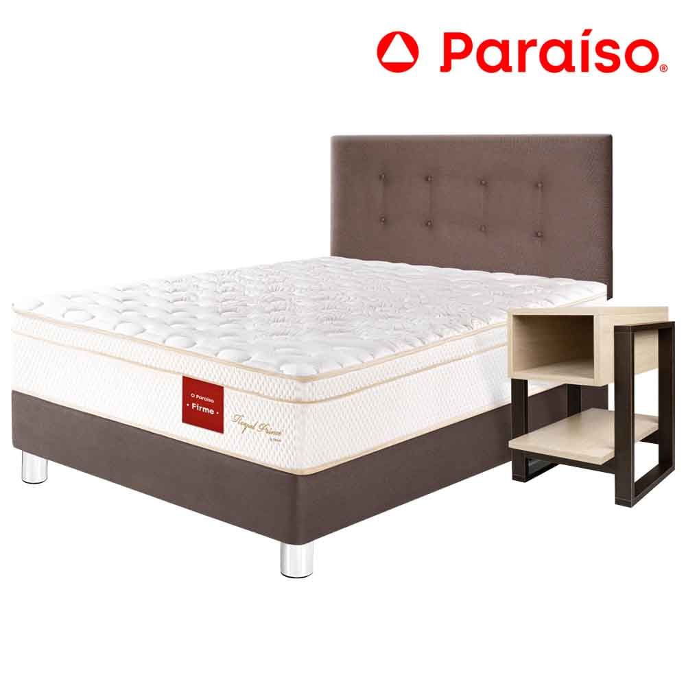 Dormitorio PARAISO Royal Prince (Novo) 1.5 Plazas Chocolate + Velador Flotante + 1 Almohada + 1 Protector