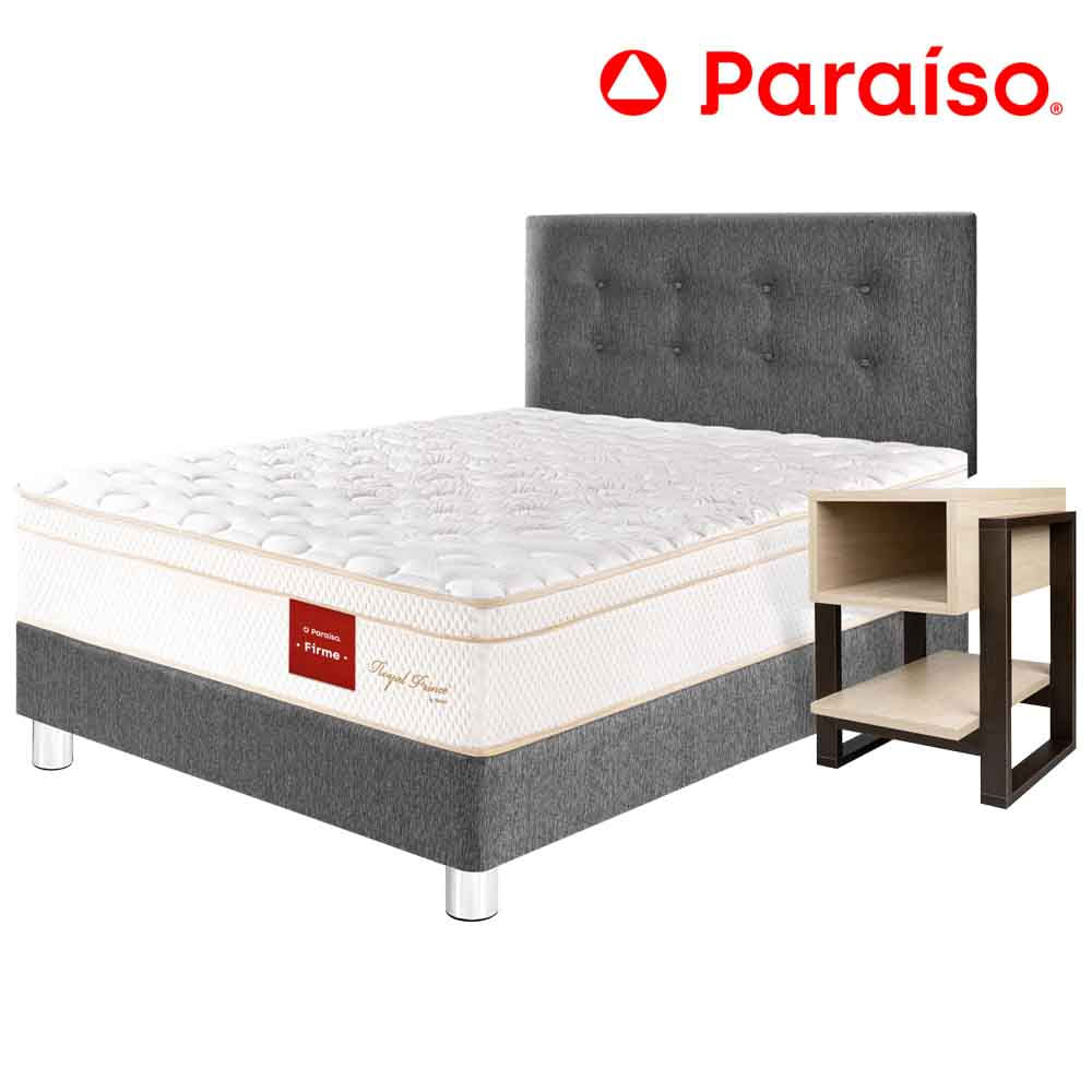 Dormitorio PARAISO Royal Prince (Novo) 1.5 Plazas Gris + Velador Flotante + 1 Almohada + 1 Protector