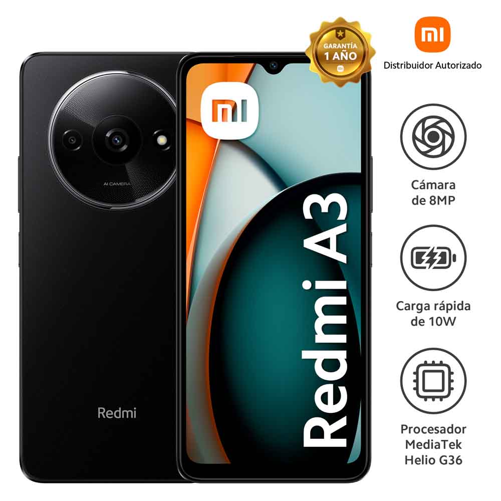 Smartphone XIAOMI Redmi A3 6.5" 3GB 64GB 5MP+2MP Midnight Black
