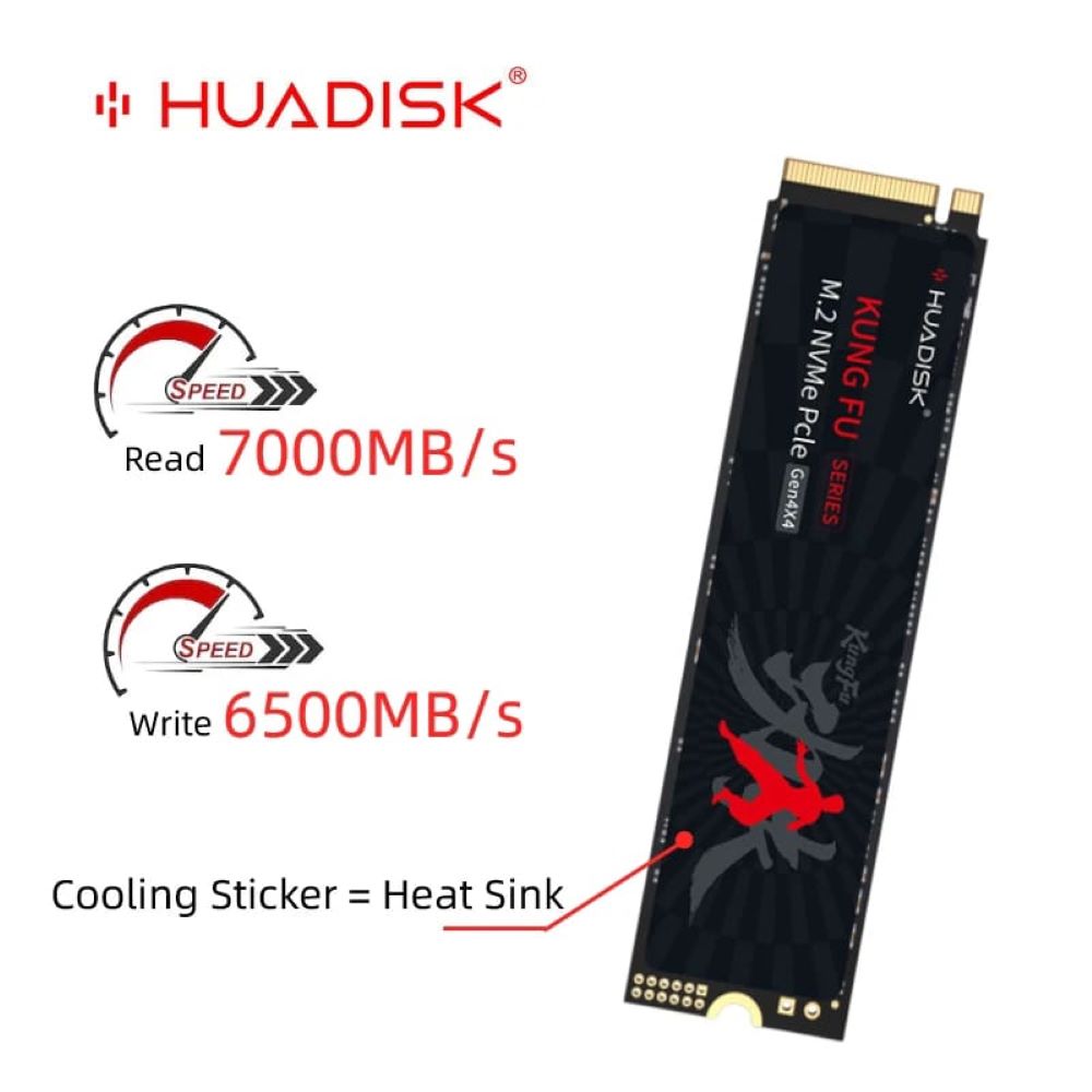 Unidad SSD 4TB Huadisk Kung Fu 7000/6500 MB/s PCIe 4.0x4