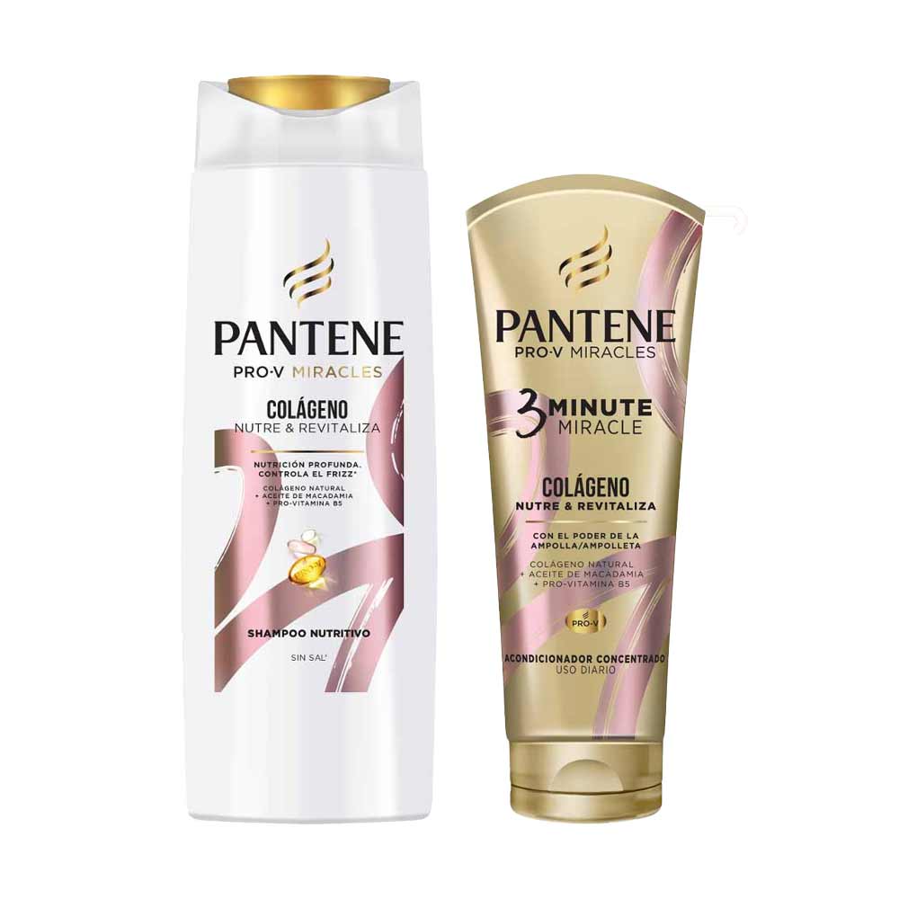 Pack Pantene Pro-V Miracles Colágeno Nutre & Revitaliza Shampoo Frasco 300ml + Acondicionador 170ml