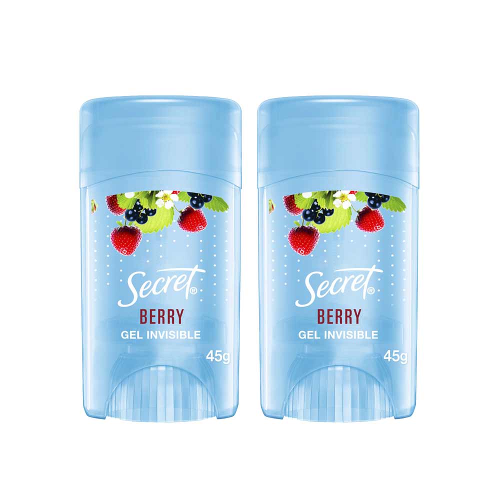 Pack Desodorante SECRET Antitranspirante en Gel Invisible Berry 45g x 2un