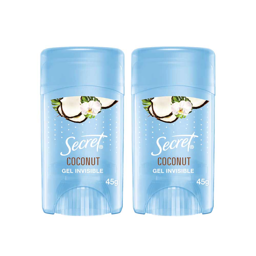 Pack Desodorante SECRET Antitranspirante en Gel Invisible Coco 45g x 2un
