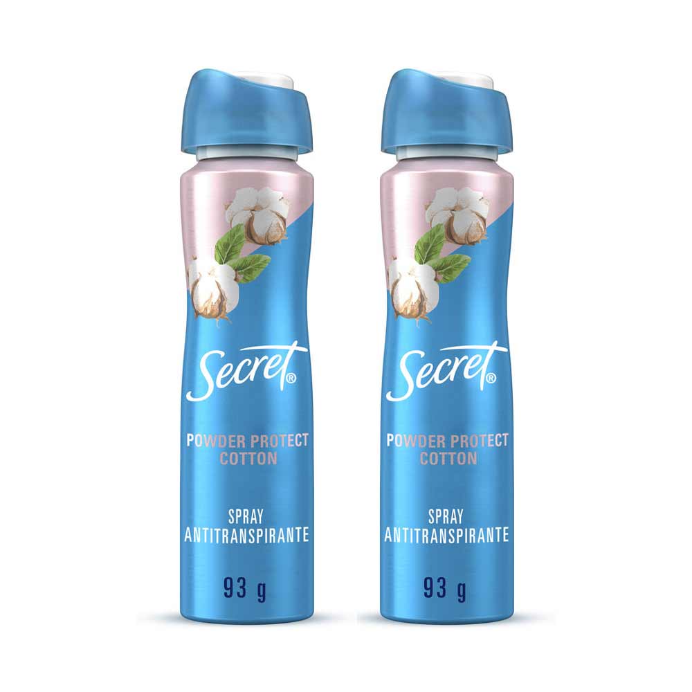Pack Desodorante SECRET Spray Antitranspirante Powder Protect Cotton 93g x 2un