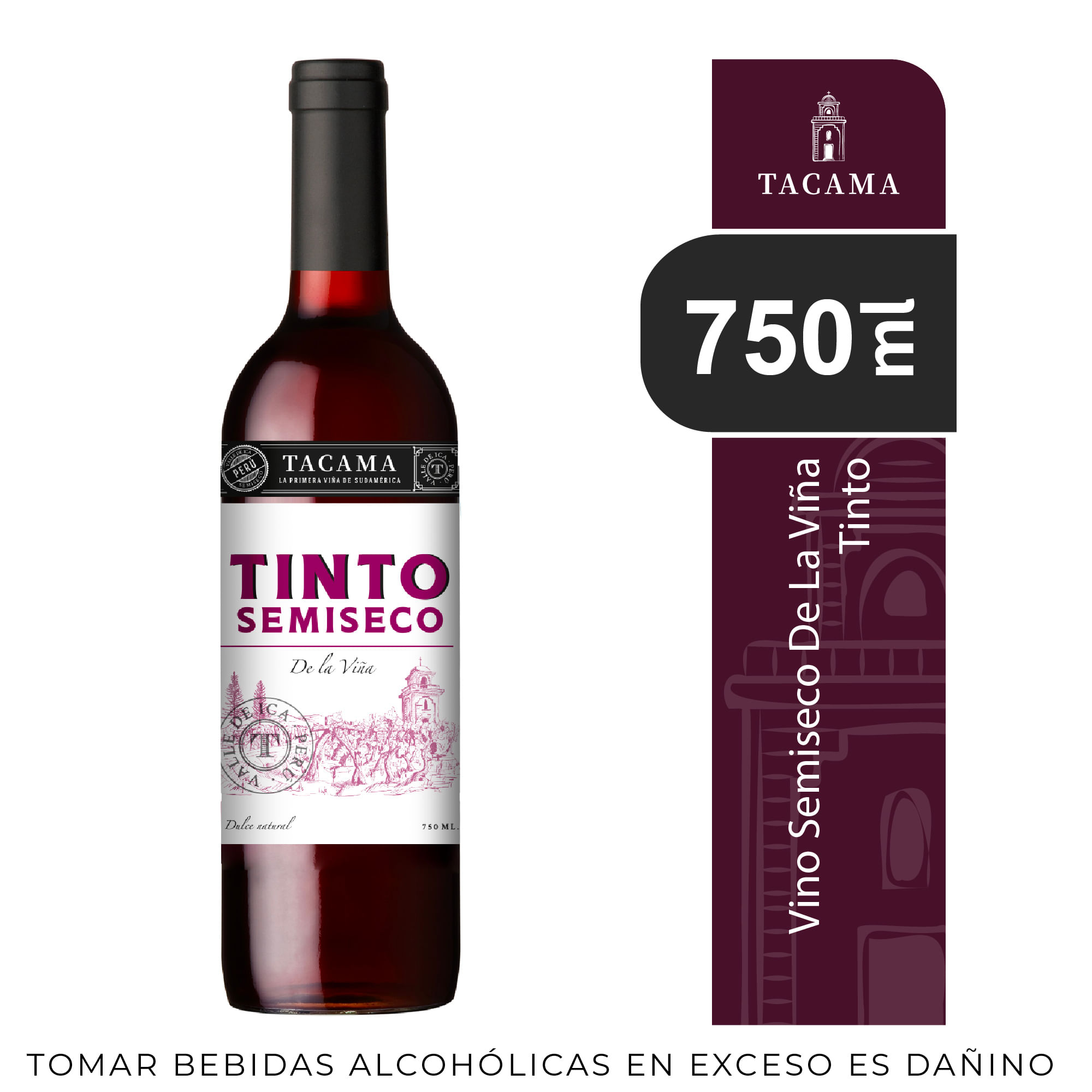 Vino Tinto TACAMA De La Viña Tinto Semiseco Botella 750ml