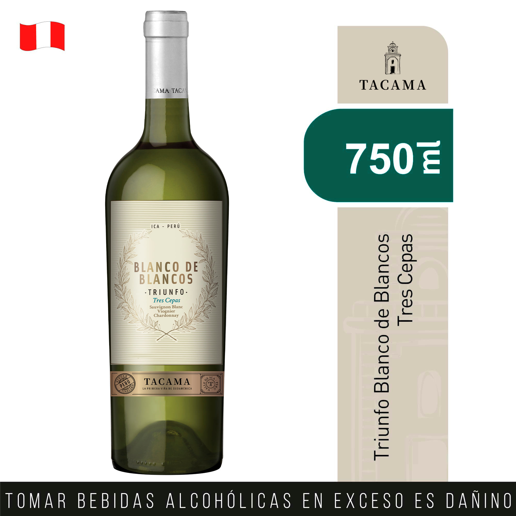 Vino Blanco TACAMA Blanco de Blancos Sauvignon Blanc Viognier Chardonnay Botella 750ml