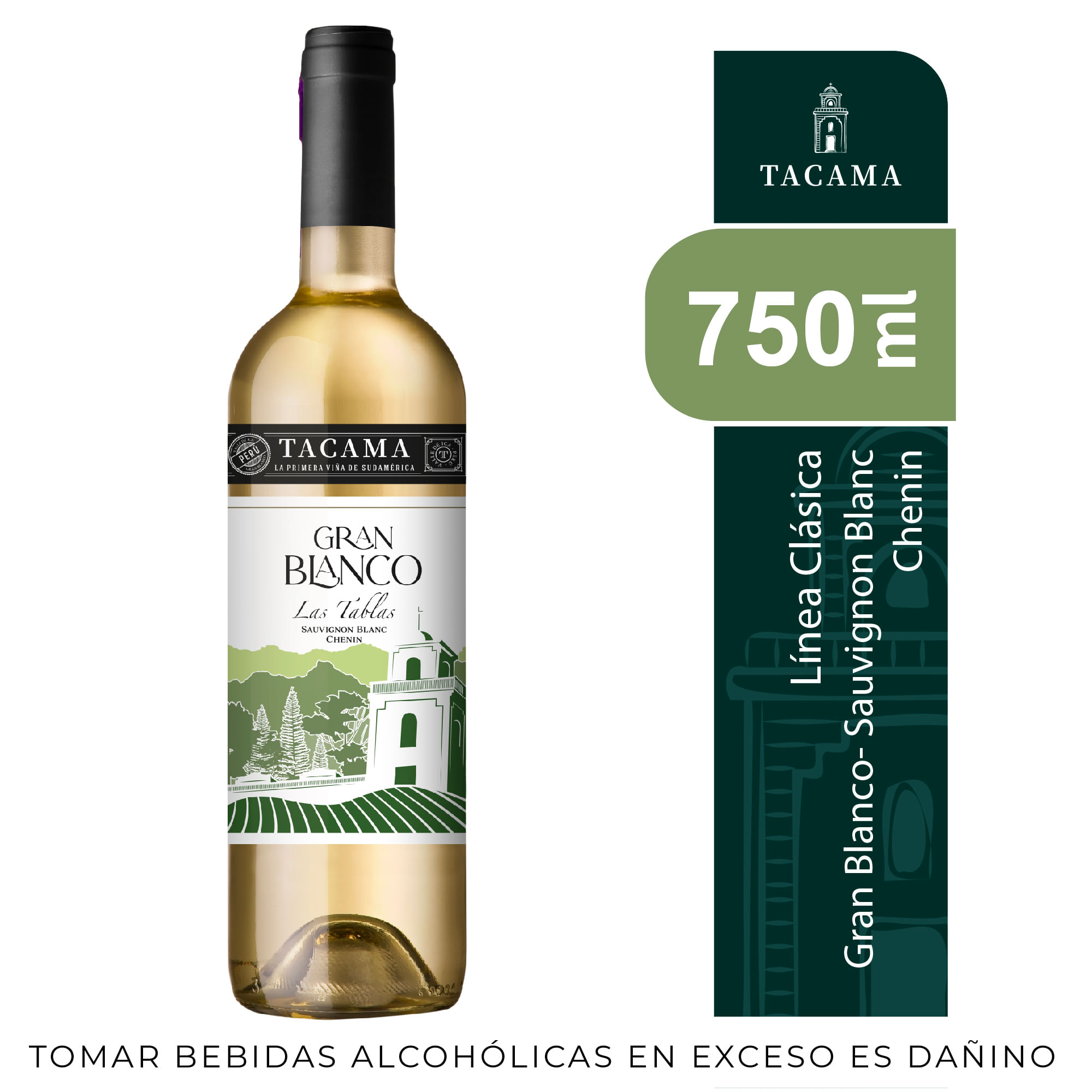 Vino Blanco TACAMA Gran Blanco Chenin Chardonnay Sauvignon Blanc Botella 750ml