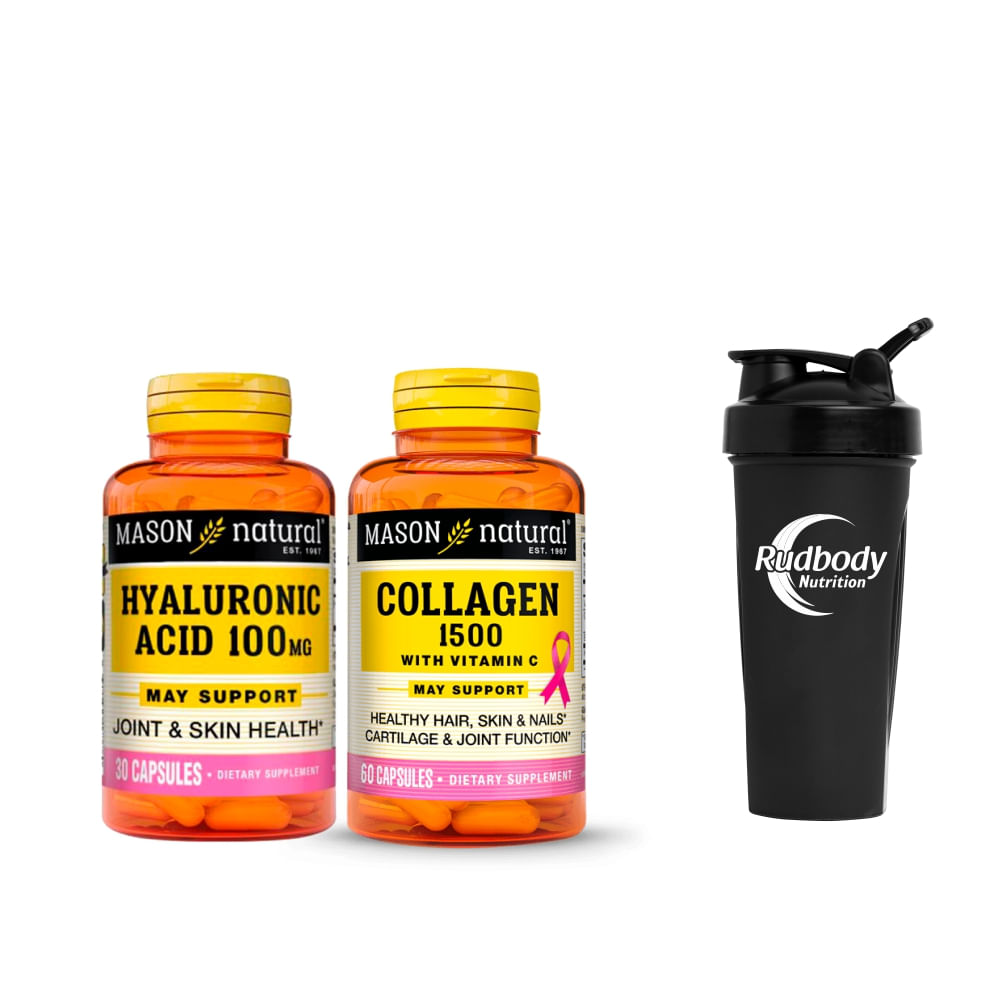 Combo Vitaminas Mason - Hyaluronic Acid 100 Mg + Collagen 1500 Plus Biotin & Vitamin. C + Shaker