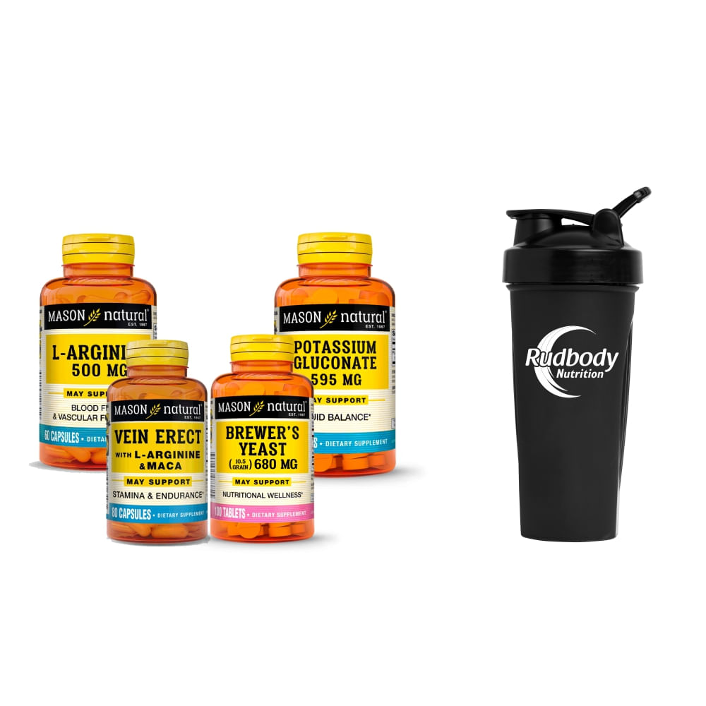 Combo Vitaminas Mason- Vein Erect With +Brewers Yeast Levadura+ Arginine+ Potassium Gluconate+Shaker