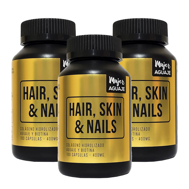 Hair, Skin & Nails 400mg Mujer Aguaje Cápsulas Pack x 3