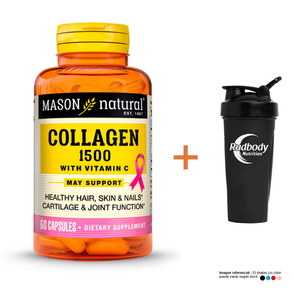 Vitaminas Mason Natural - Collagen 1500 Plus Biotin & Vitamin. C (60 Cap) + Shaker