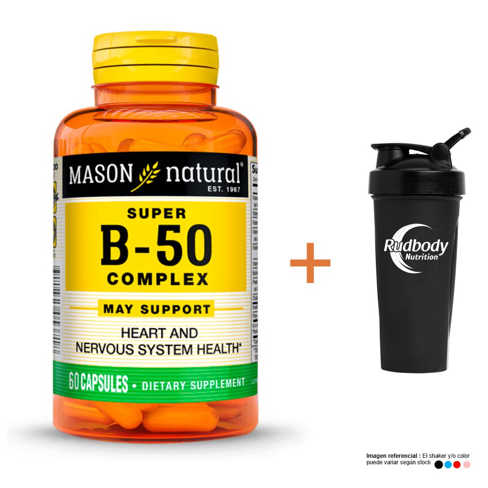 Vitaminas Mason Natural - Super B-50 Complex With 400 Mcg (60 Cap) + Shaker