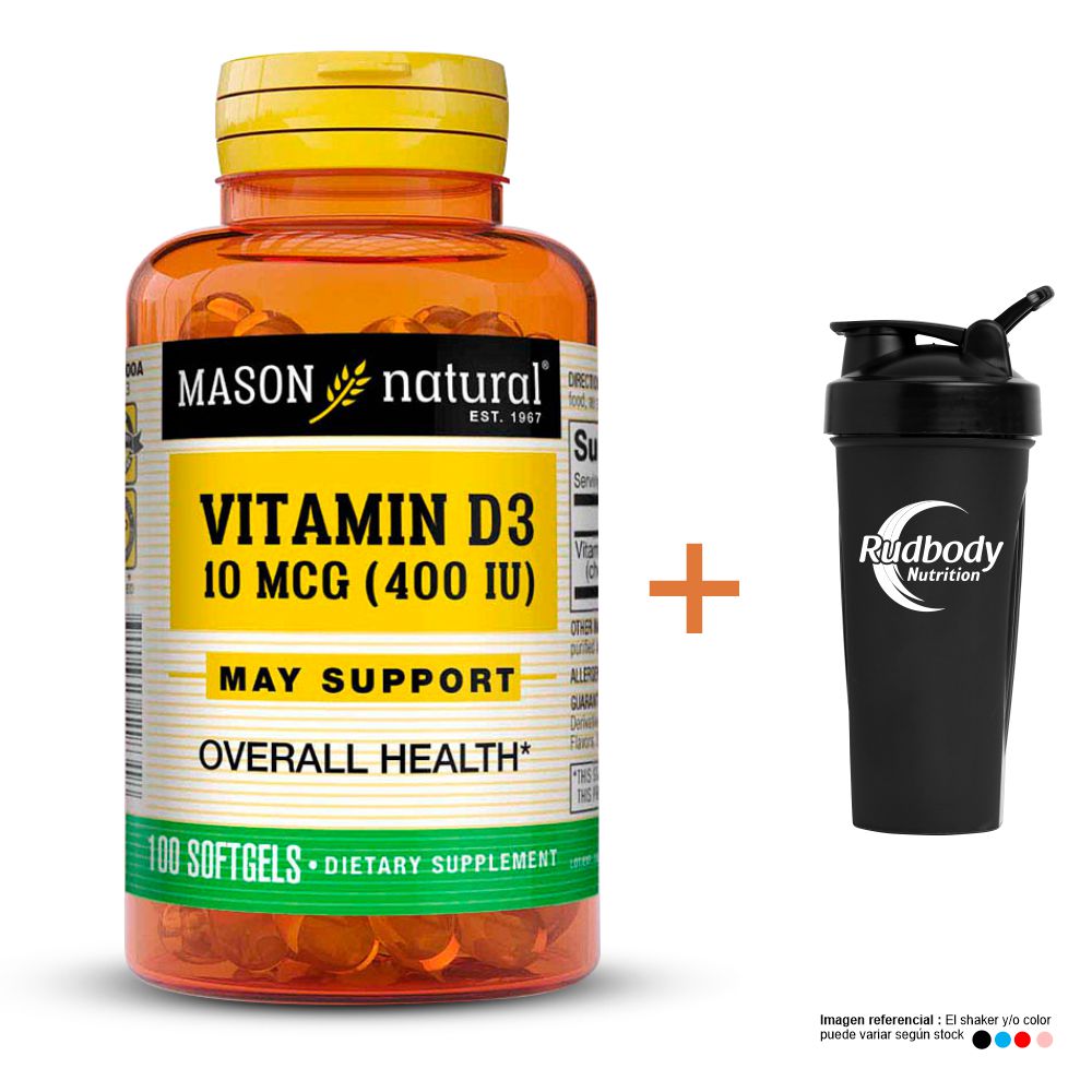 Vitaminas Mason Natural - Vitamin D3-400 Iu (100 Softg) + Shaker