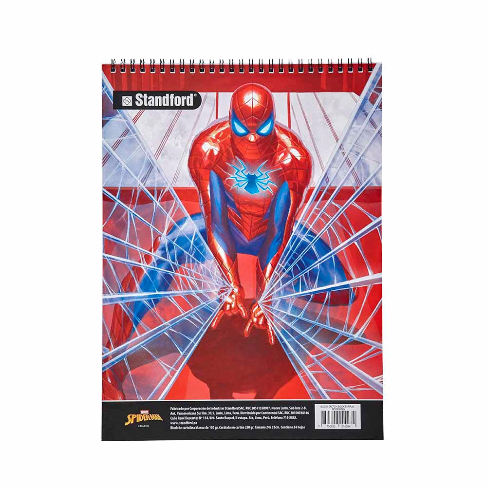 Sketchbook Espiralado STANDFORD Spiderman 24 Hojas