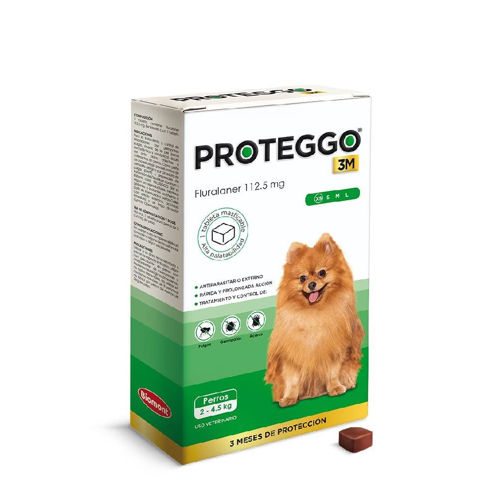Antipulgas para Perros Proteggo 3M de 2 a 4.5 Kg x 1 Tableta