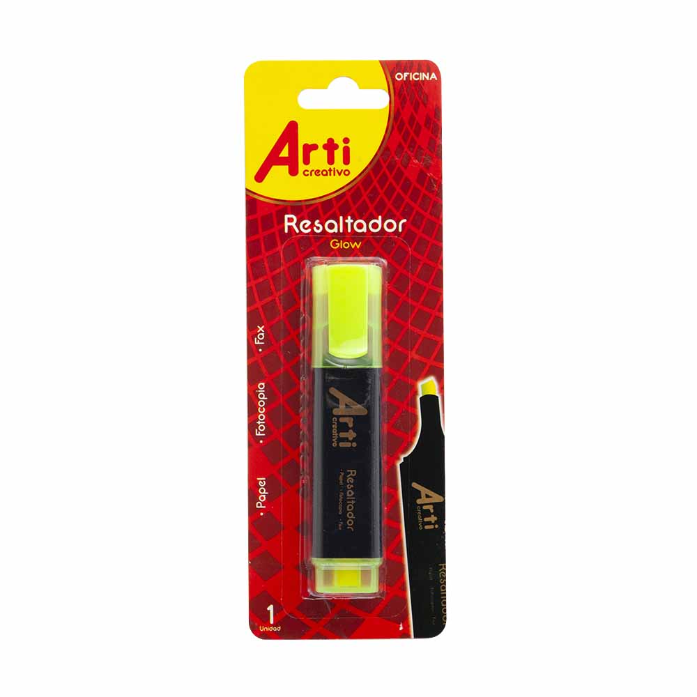 Resaltador ARTI CREATIVO Glow Amarillo Blíster 1un