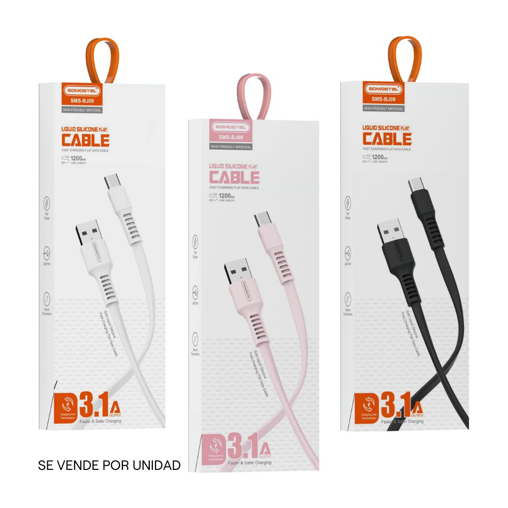 Cable Cargador Somostel SMS-BJ09 USB Tipo C Carga Rápida 1m - Color Aleatorio