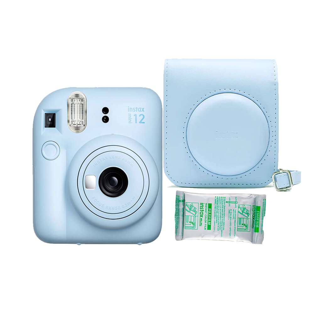 Camara Fujifilm Instax Mini 12 Azul Pastel +Estu Celeste 12 +Pelicula x10