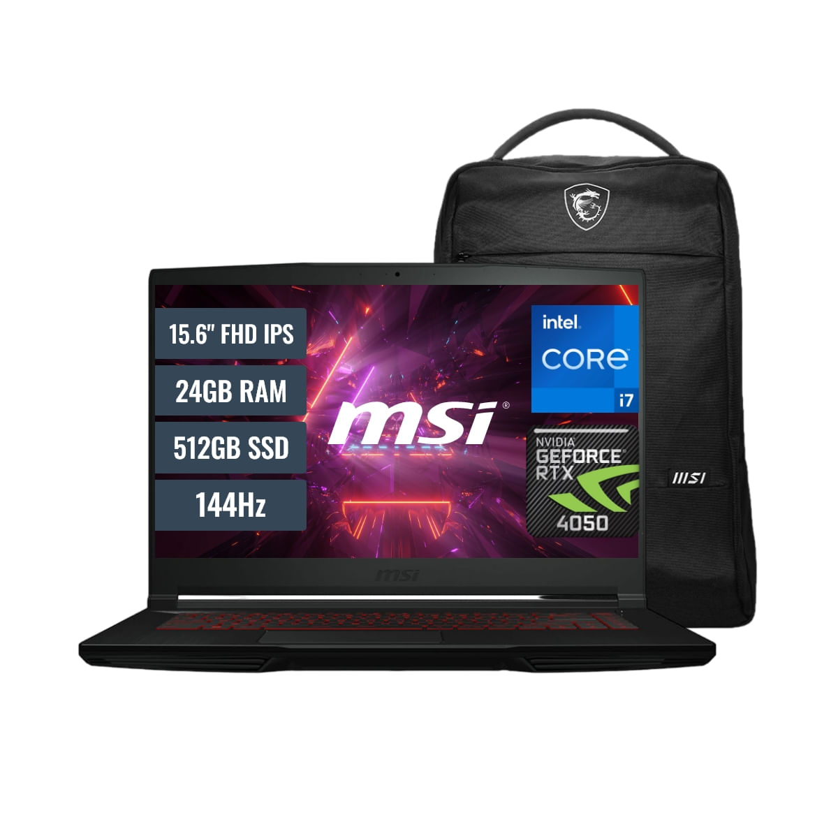 Laptop MSI Thin GF63 12VE Intel Core i7 12650H 24GB RAM 512GB SSD M2 6GB RTX 4050 15.6 FHD IPS