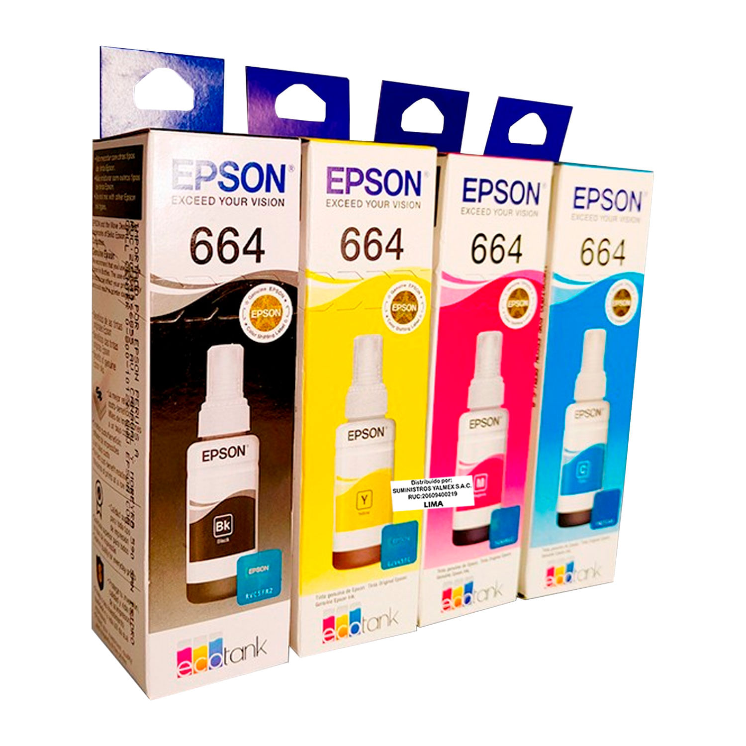 Pack de Tinta Epson T664 los 4 Colores para L210 / L475 100% Original