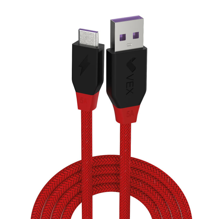 Cable VEX 5A Entrada Tipo C Rojo de 3 Metro