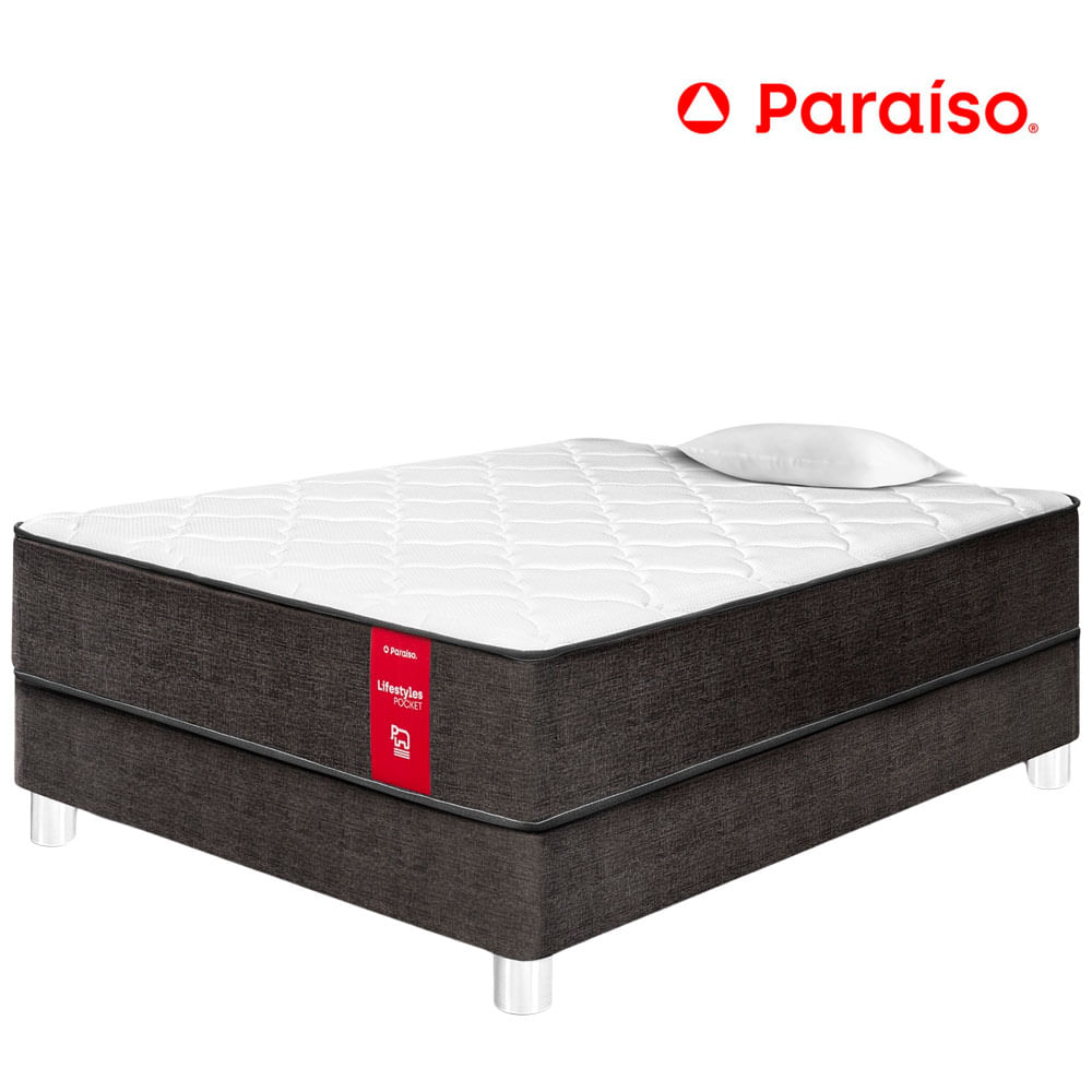 Cama PARAISO Lifestyles Pocket 1.5 Plazas + 1 Almohada + 1 Protector