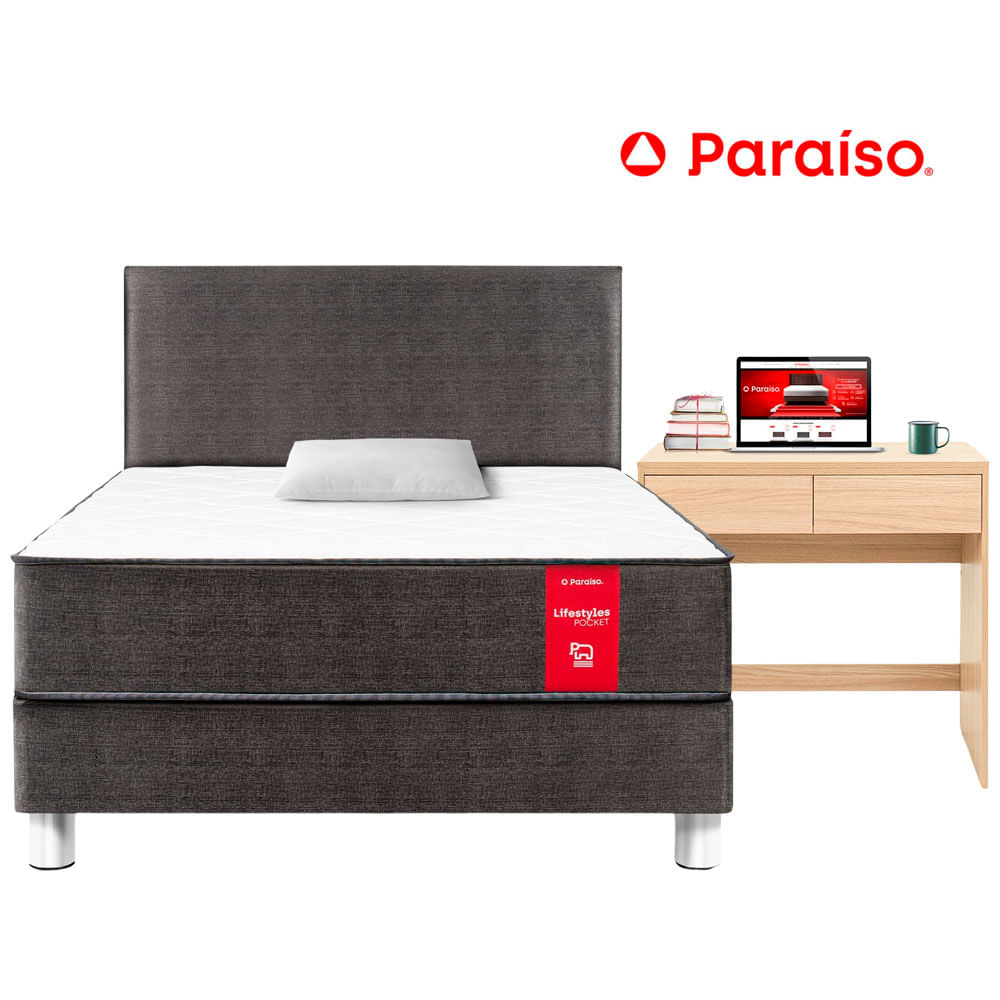 Dormitorio PARAISO Lifestyles Pocket 1.5 Plazas + Mesa Multiusos