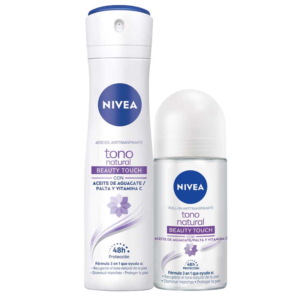 Pack Desodorante Spray NIVEA Tono Natural Beauty Touch 150ml + Desodorante Roll On NIVEA Tono Natural Beauty Touch 50ml