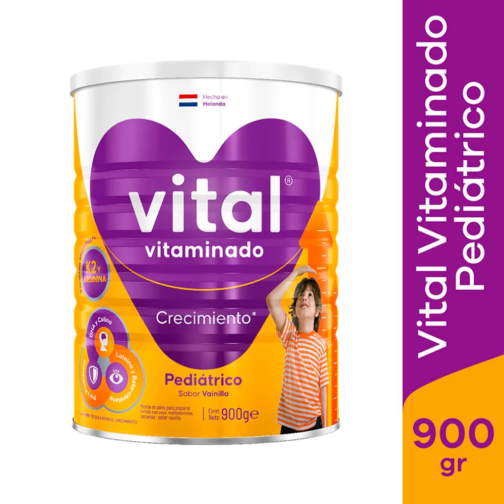 Vital Vitaminado Crecimiento  Pediátrico 900g  Sabor vainilla