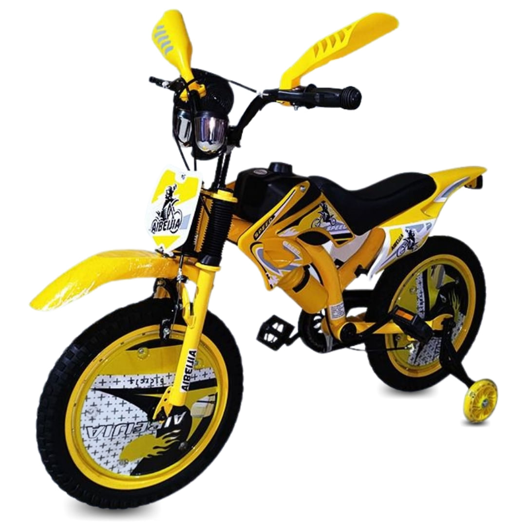 Bicicleta para Niños Aro 16 Moto Cross Amarillo